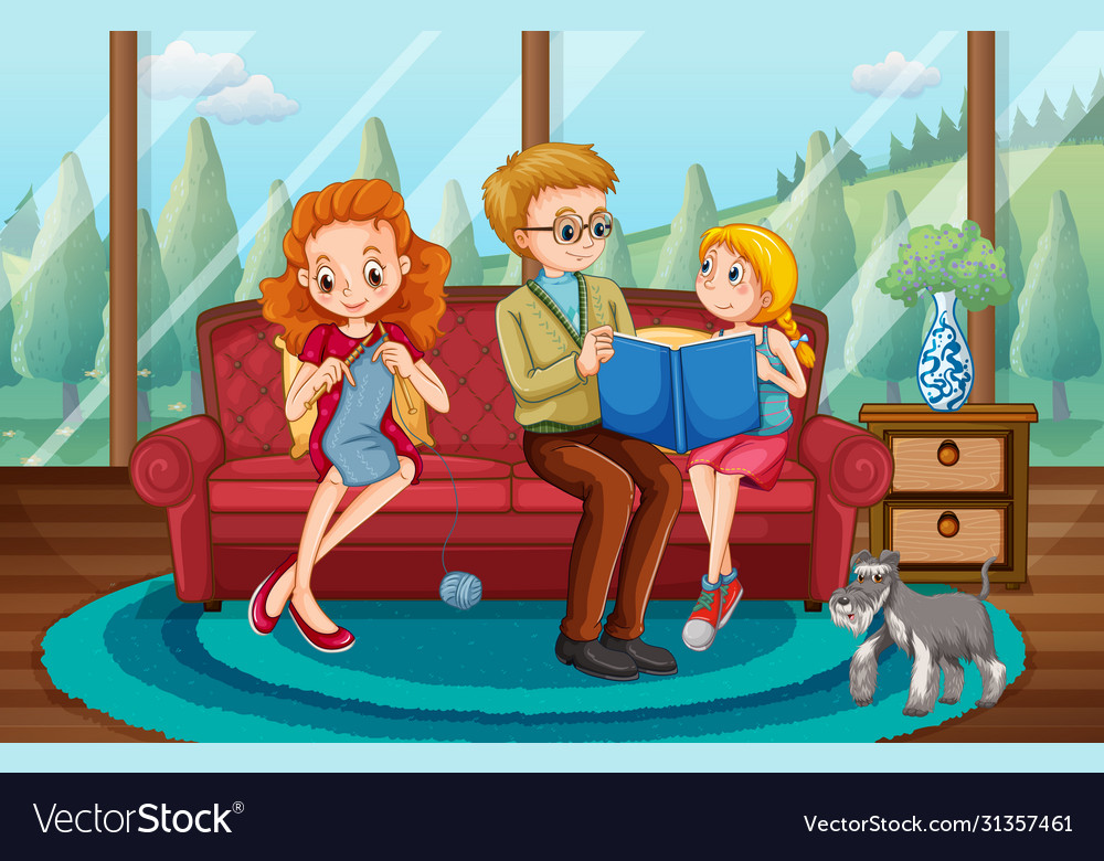 Happy family at home Royalty Free Vector Image