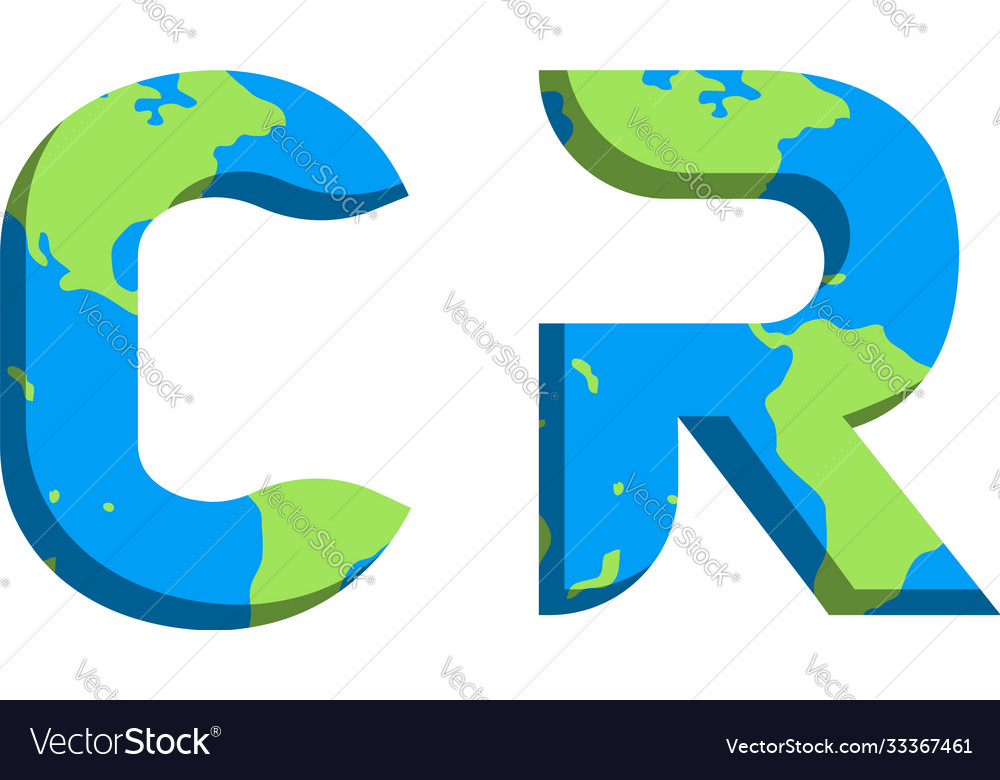 Initial cr logo design with world map style vector image Initial cr logo design with world map style