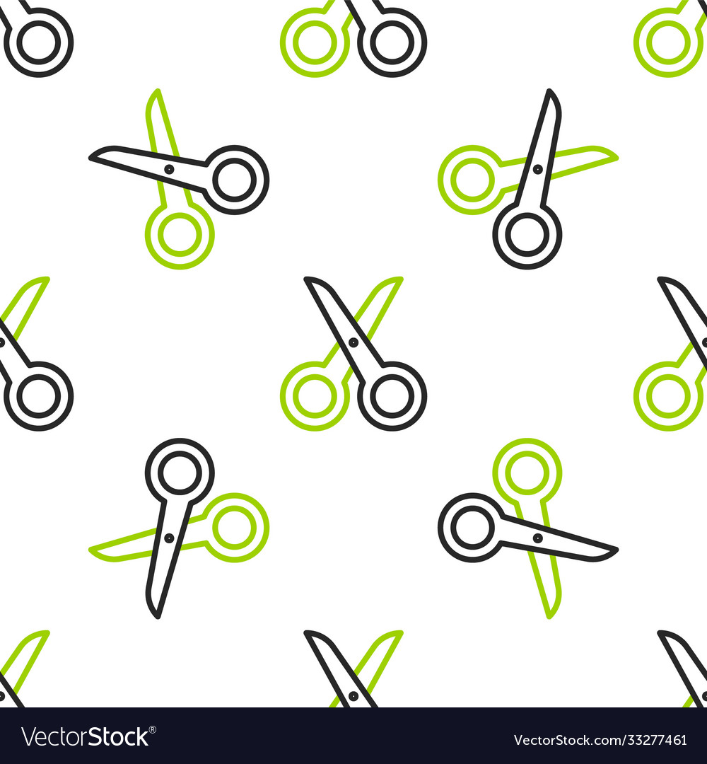 Line scissors icon isolated seamless pattern