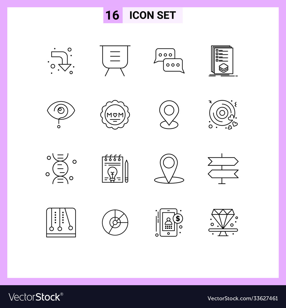 Mobile interface outline set 16 pictograms