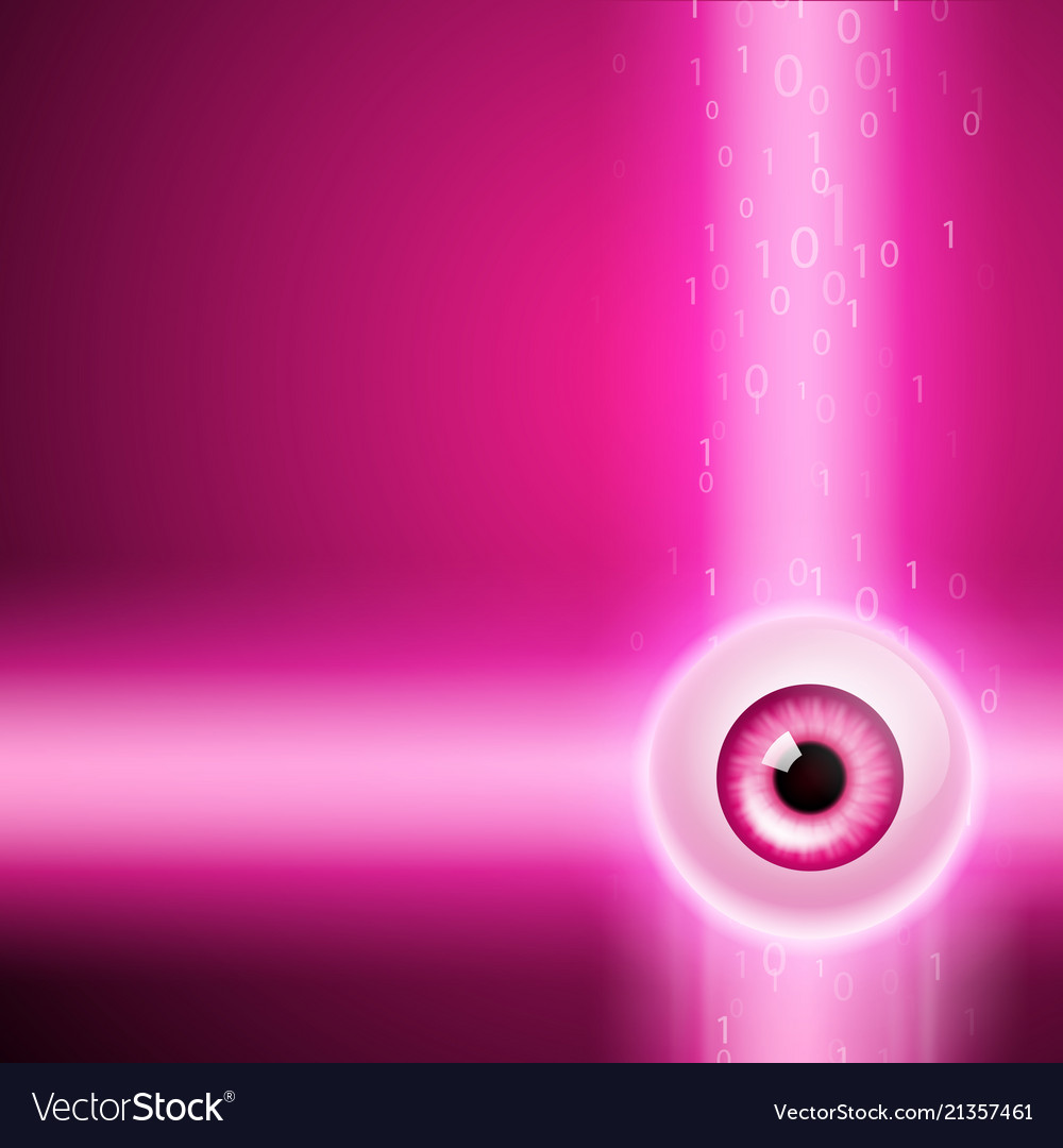 Pink background with eye and binary code vector image Pink background with eye and binary code