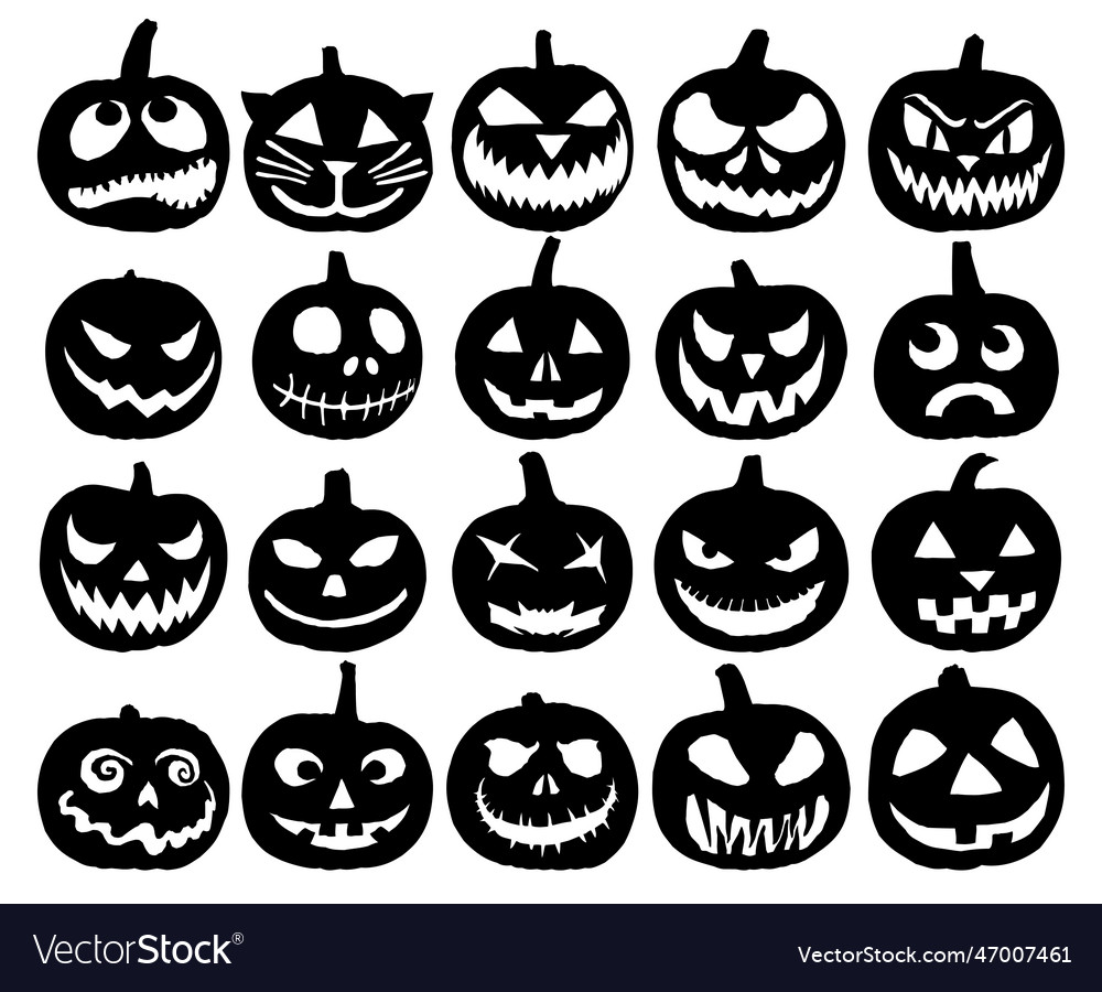 Pumpkins set for halloween Royalty Free Vector Image