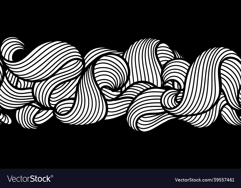 Seamless pattern with wave line curls monochrome vector image Seamless pattern with wave line curls monochrome
