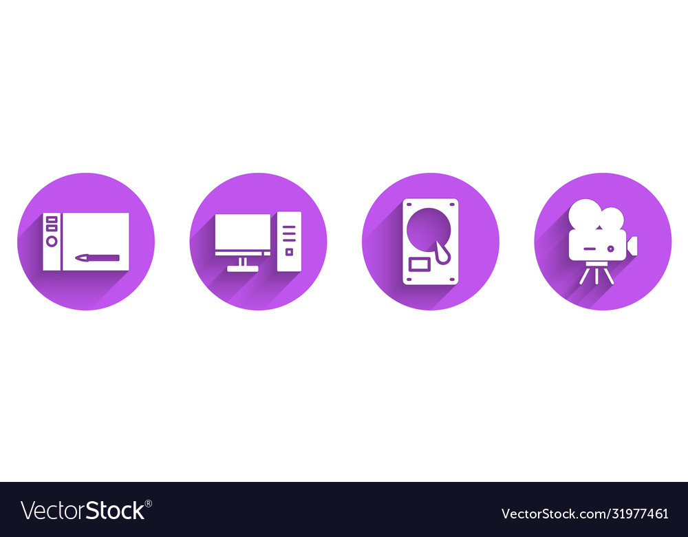 Set graphic tablet computer monitor hard disk vector image Set graphic tablet computer monitor hard disk