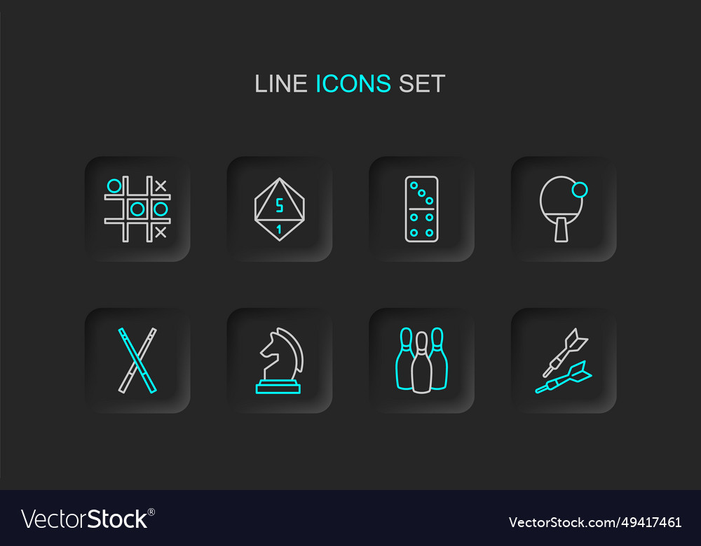Set line dart arrow bowling pin chess crossed vector image Set line dart arrow bowling pin chess crossed