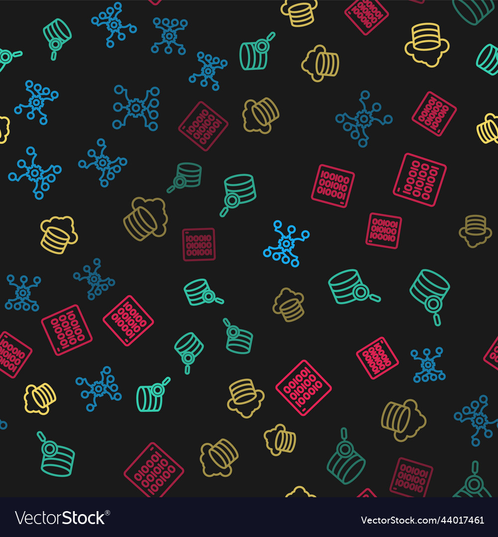 Set line neural network server cloud database Vector Image Set line neural network server cloud database