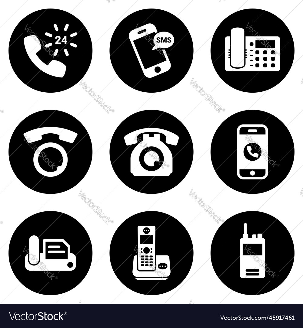 Set of white icons isolated against a black