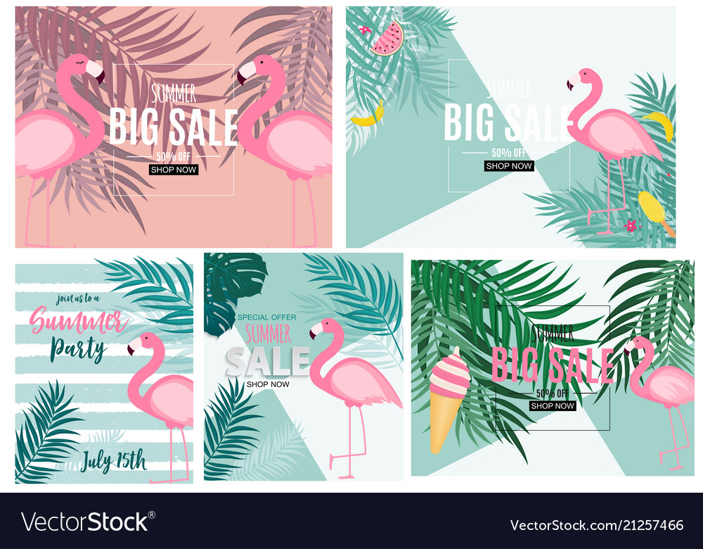 Abstract summer sale background with palm leaves