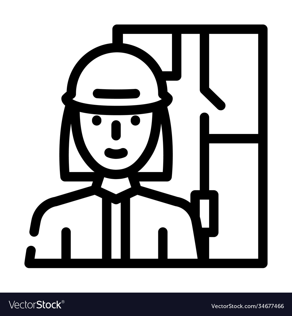 Architect woman job line icon