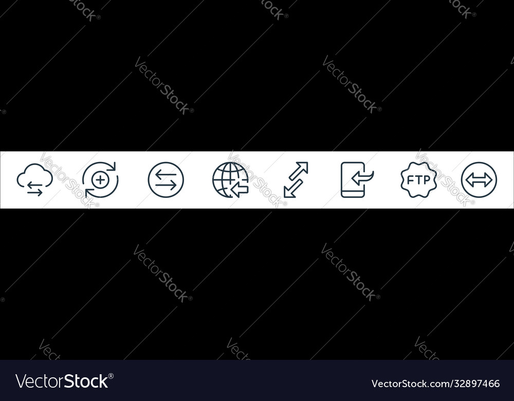 Data transfer line icons linear set quality vector image Data transfer line icons linear set quality