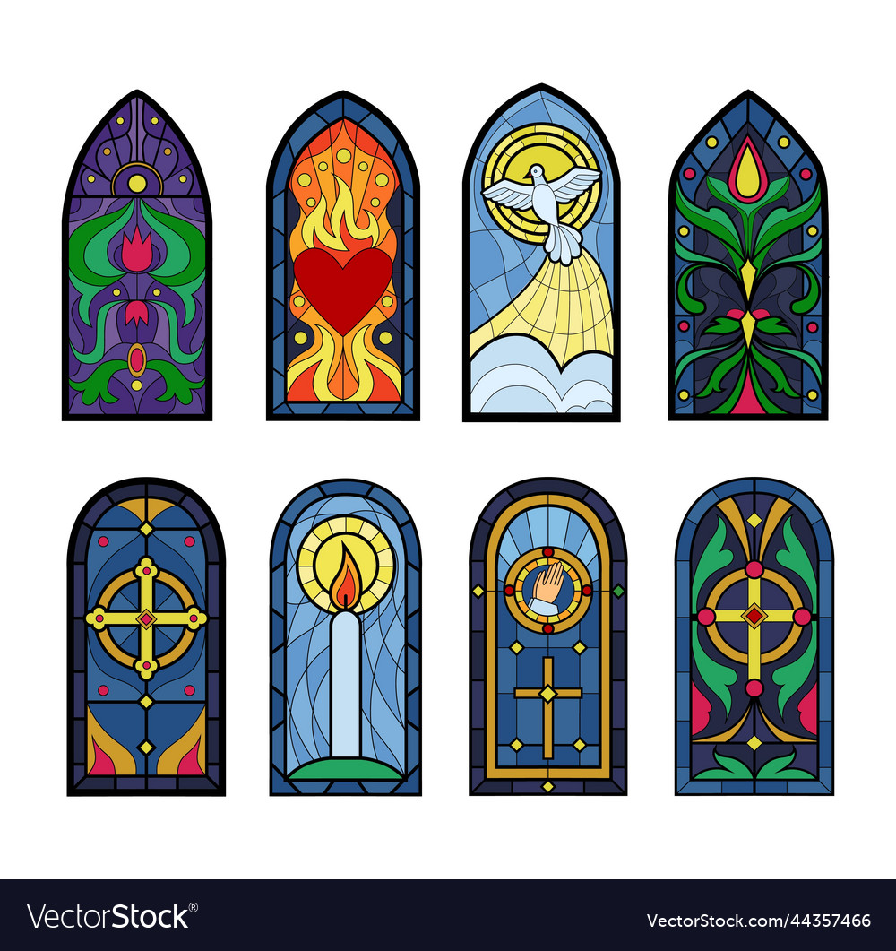 Fantasy Stained glass Windows Book Print Vector Image
