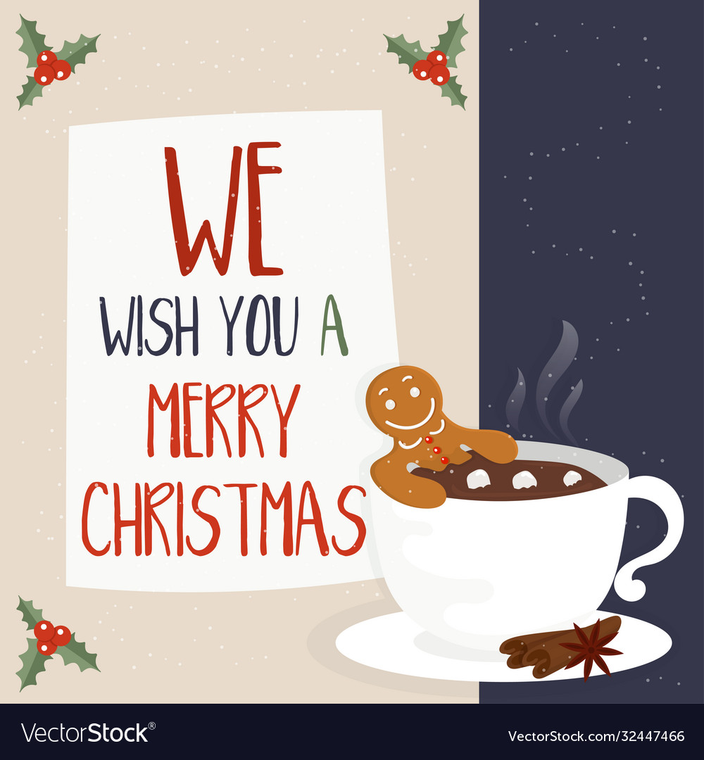 Lustiger Cartoon mit Gingerbread Man im Cup Hot vector image Lustiger Cartoon mit Gingerbread Man im Cup Hot