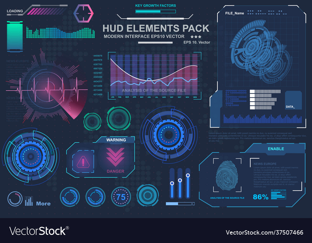 Futuristic blue virtual graphic touch user vector image Futuristic blue virtual graphic touch user