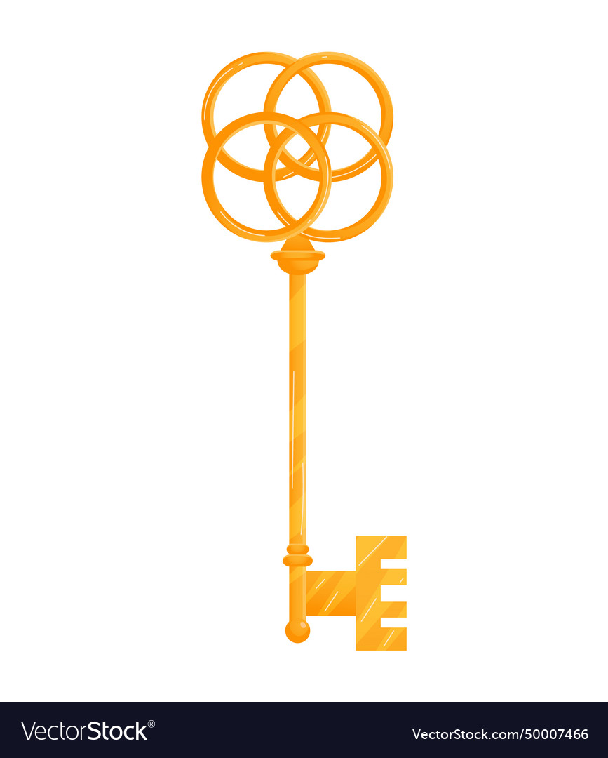 Golden key with intricate loop design at top
