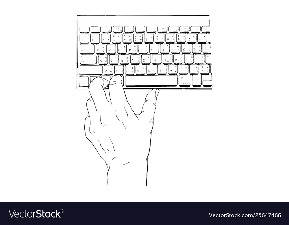 Hand typing computer keyboard