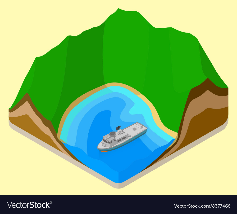 Lagoon isometric coastline relief