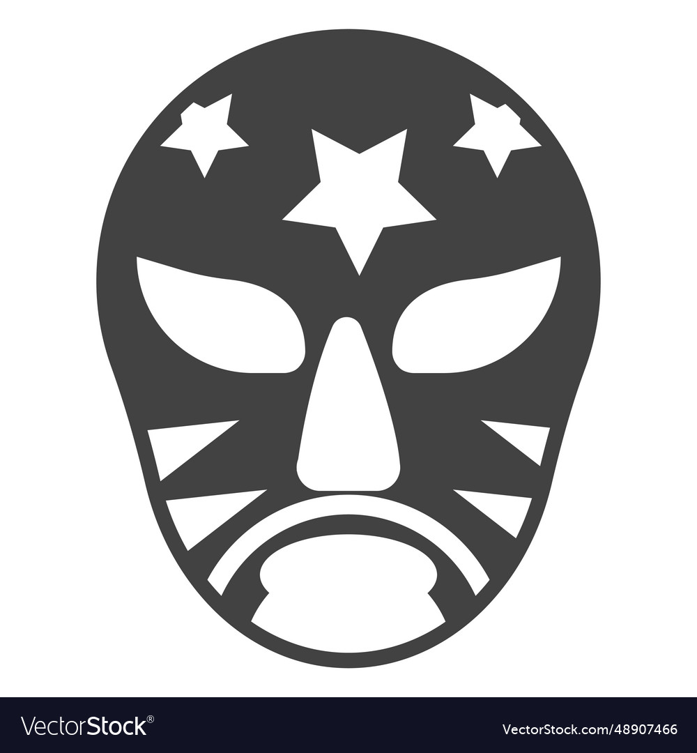 Luchador mask star detailed silhouette Royalty Free Vector