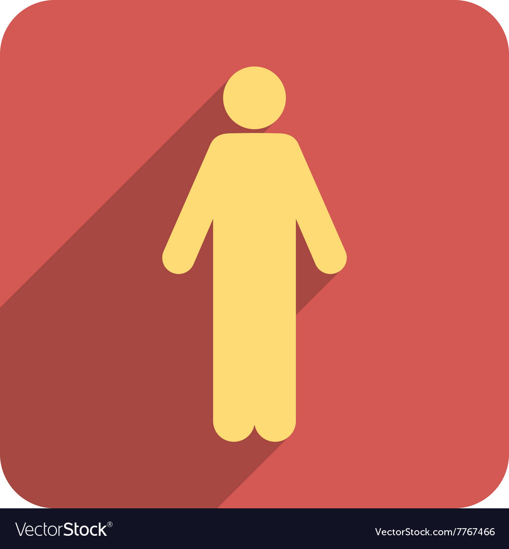 Man flat rounded square icon with long shadow