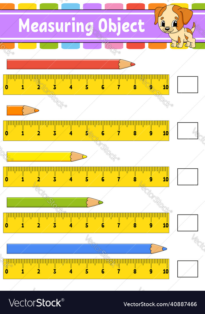 Measuring object with ruler education developing vector image Measuring object with ruler education developing