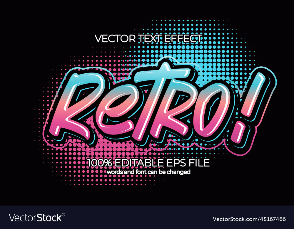 Old school retro editable text effect style eps