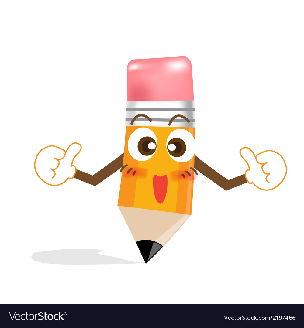 Pencil Cartoon showing thump up Royalty Free Vector Image