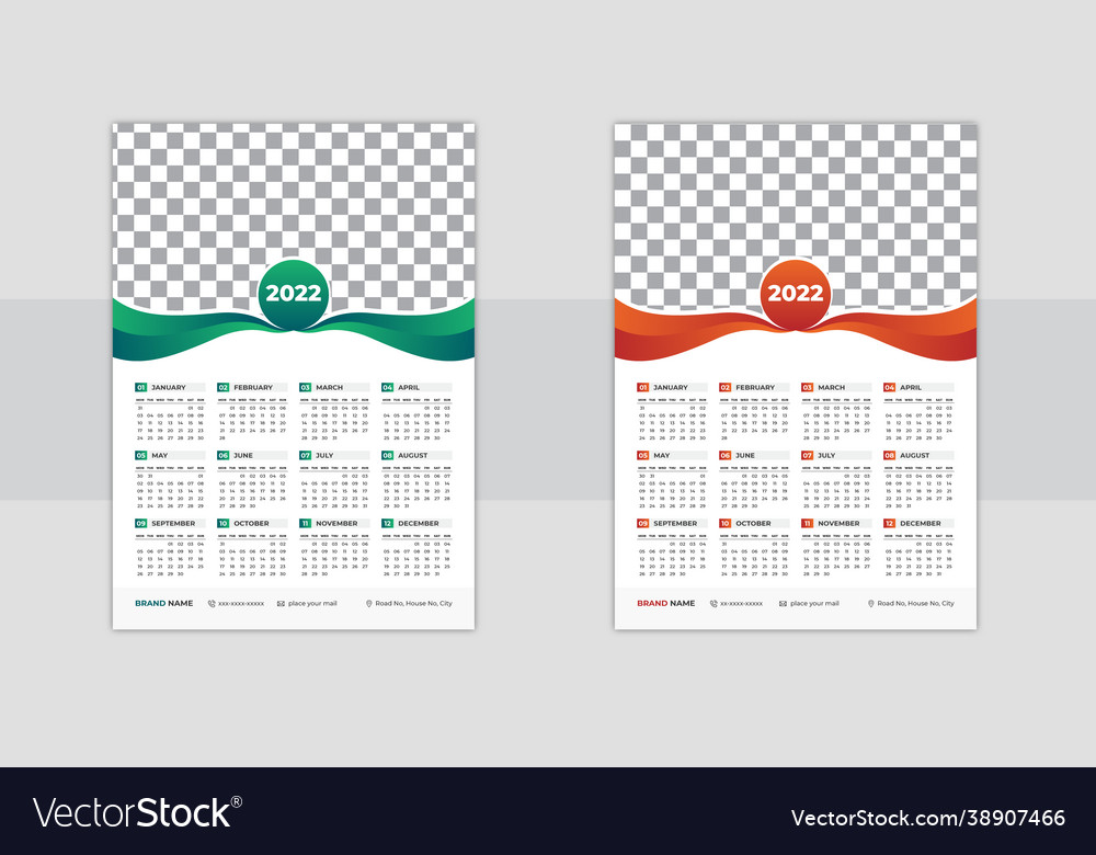 Print ready calendar 2022 design template