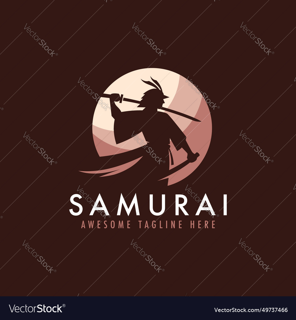 Samurai logo japanese warrior mascot emblem Vector Image