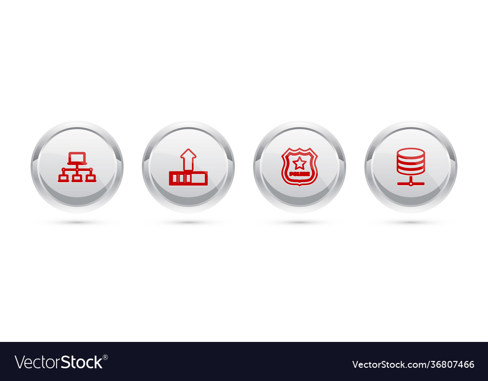 Set line computer network loading police badge vector image Set line computer network loading police badge