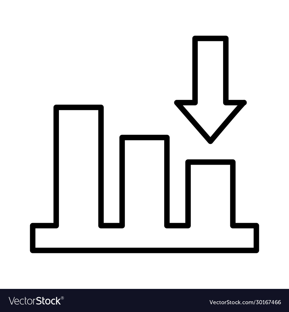 Statistics bars with arrow down line style icon