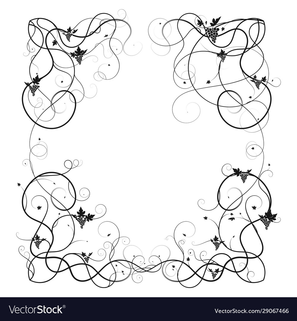 Thickets grapes frame on background pattern