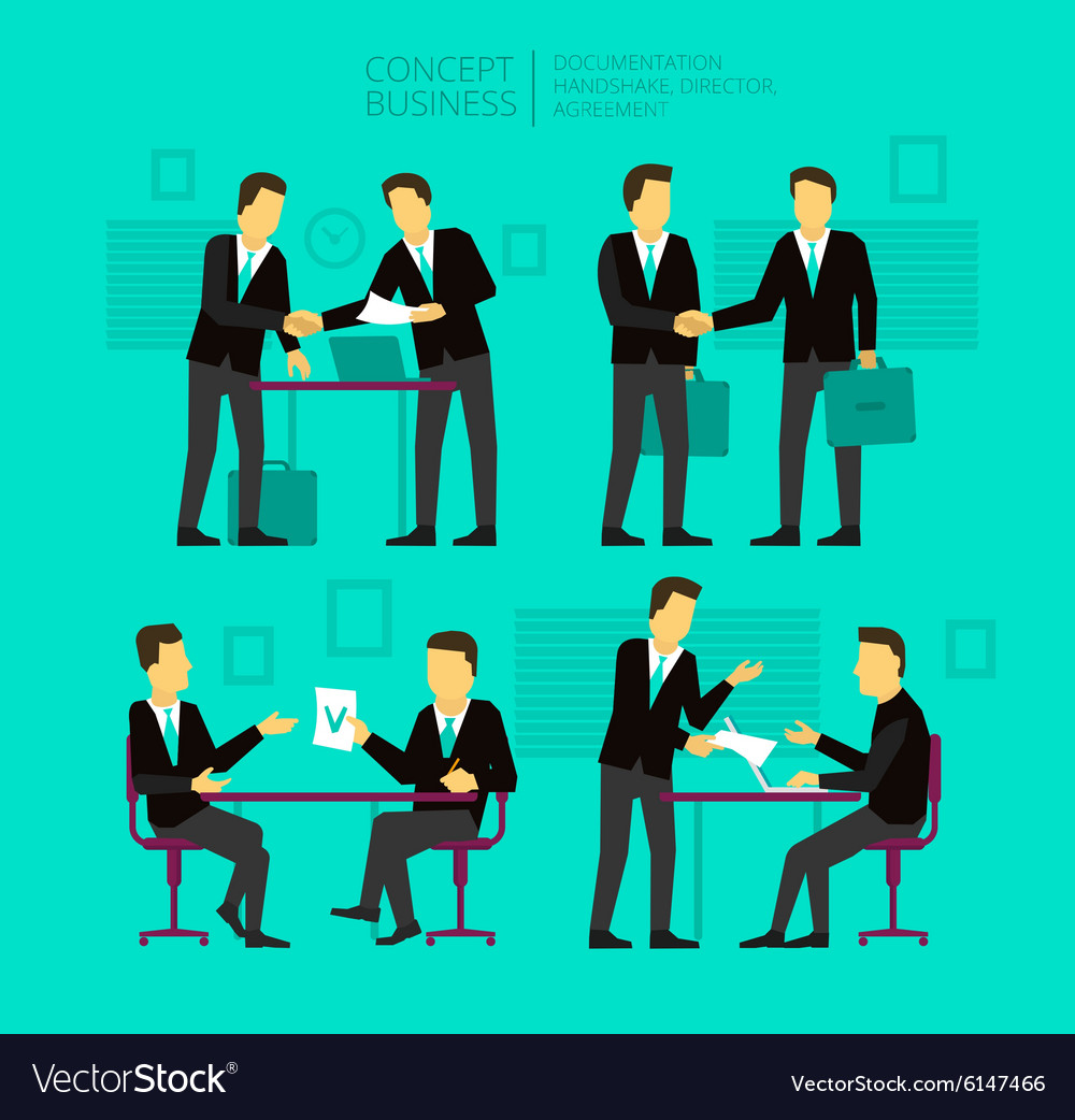 Two businessman negotiate and sign a paper shake