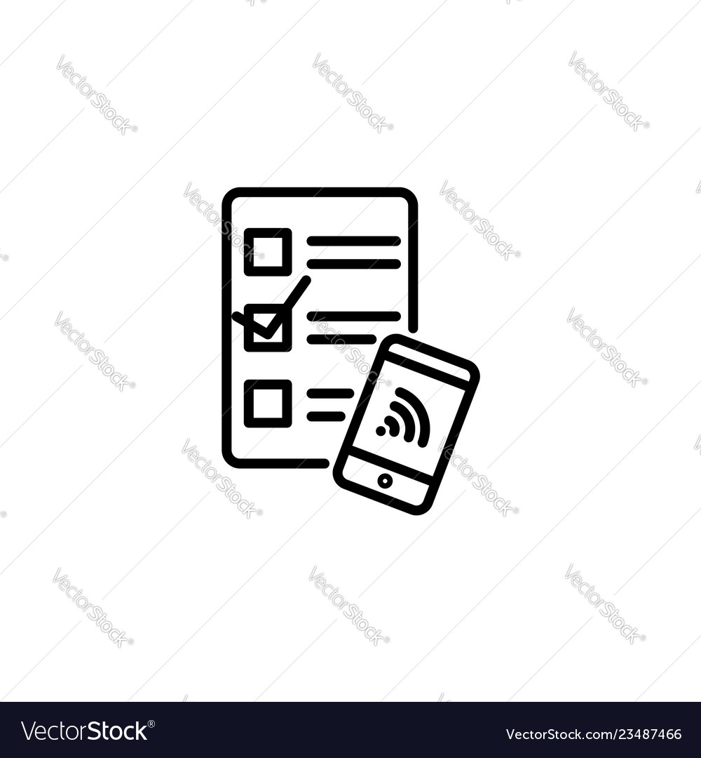 Web line icon checklist and smartphone with wi-fi vector image Web line icon checklist and smartphone with wi-fi