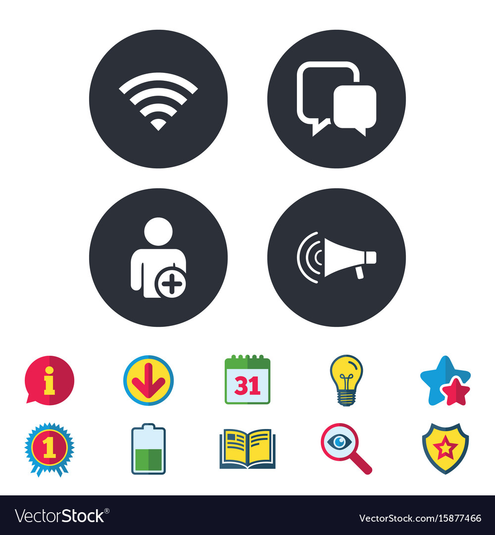Wifi and chat bubbles add user megaphone