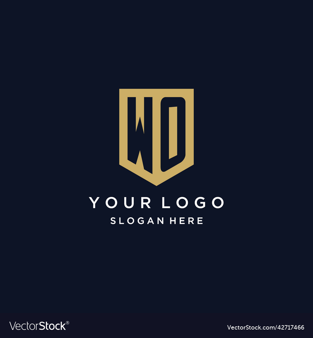 Wo monogram initials logo design with shield icon Vector Image Wo monogram initials logo design with shield icon