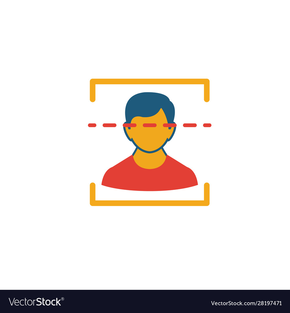 Face recognition icon simple element from vector image Face recognition icon simple element from
