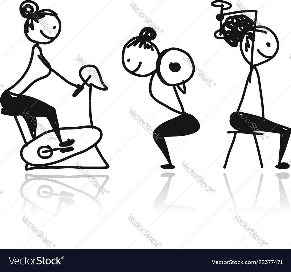 Girls doing sport exercises sketch for your