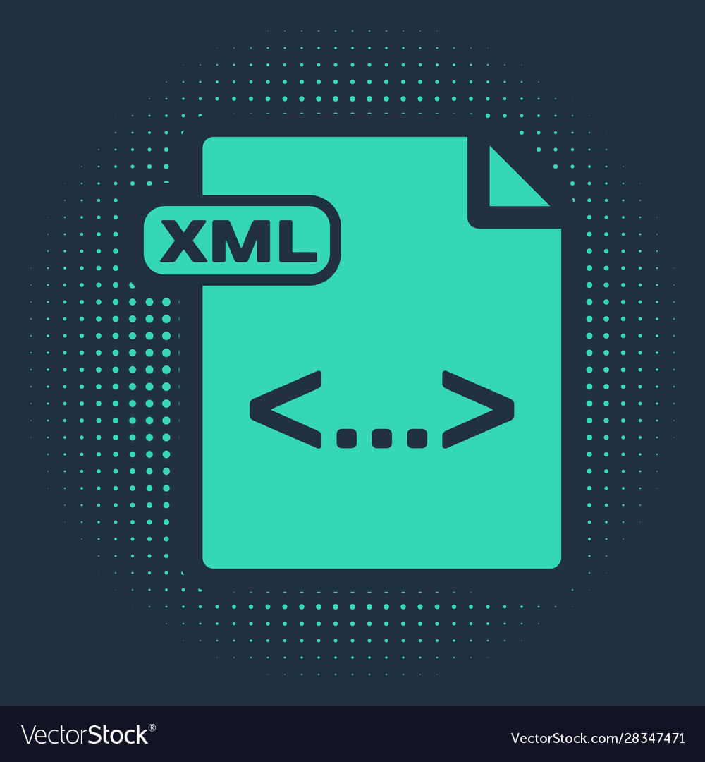 Green xml file document download button icon vector image Green xml file document download button icon