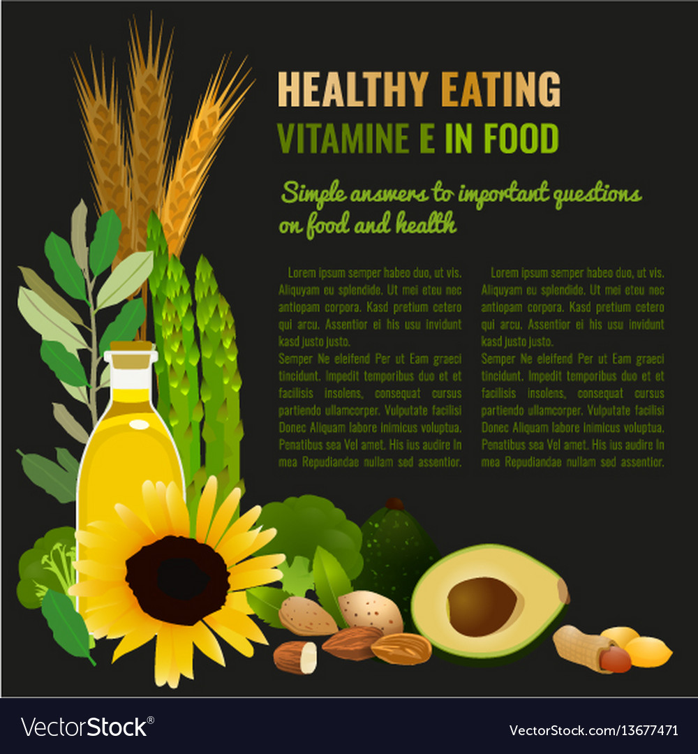 Healthy Food Vitamin E Banner Royalty Free Vector Image
