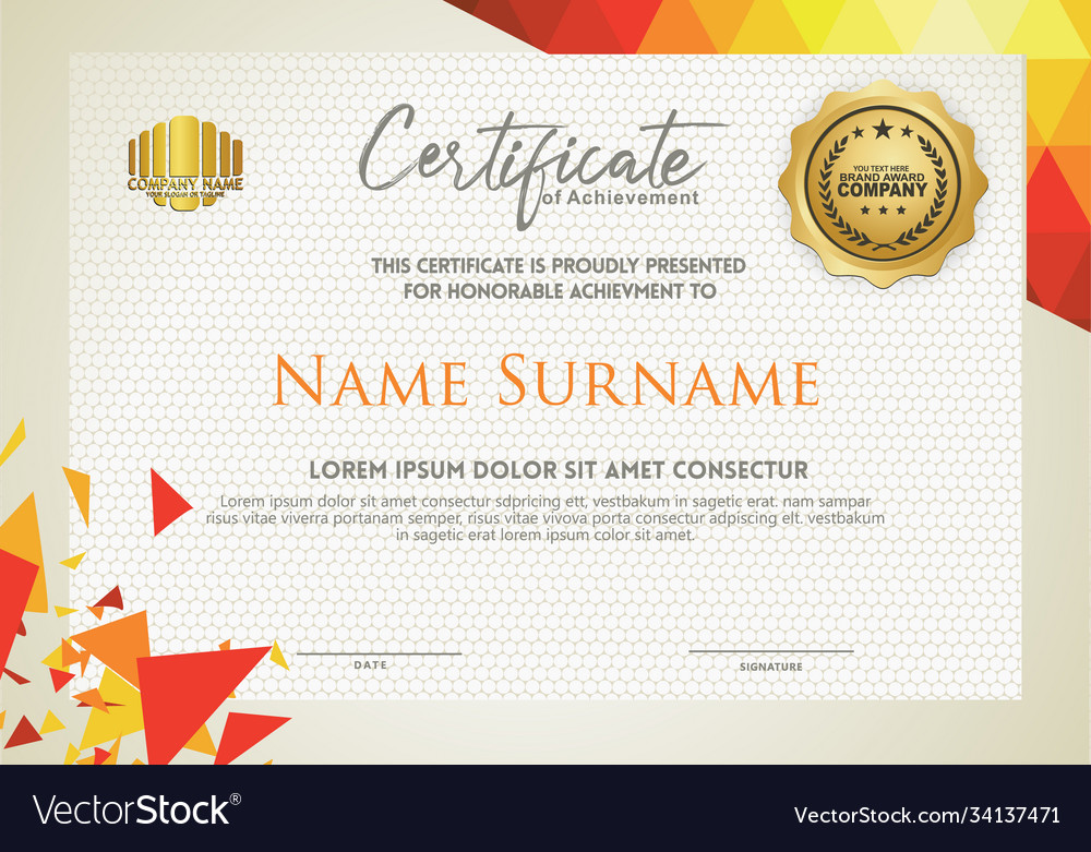 Horizontal certificate template with triangle