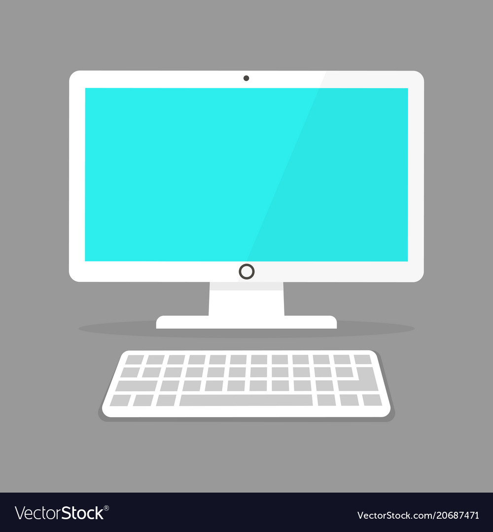 Icon of a white computer monitor with keyboard vector image Icon of a white computer monitor with keyboard