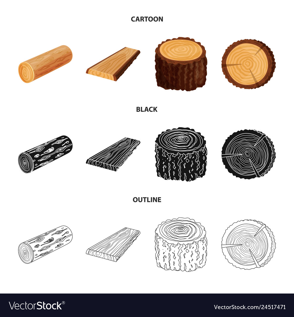 Isolated object of tree and raw icon collection