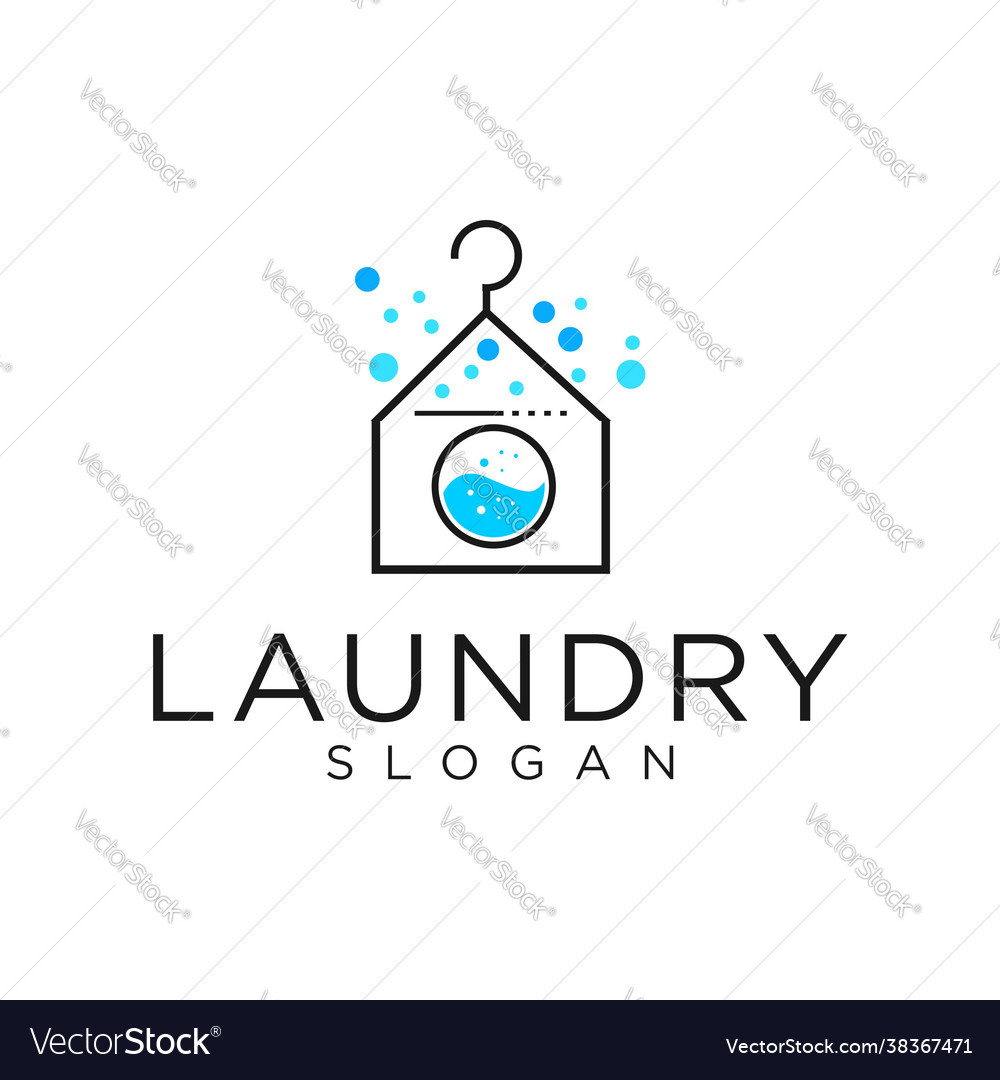 Laundry house home logo design hanger Royalty Free Vector