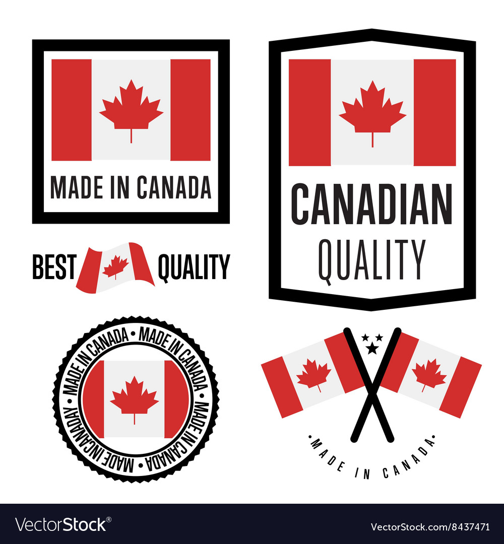 Made in canada label set national flag