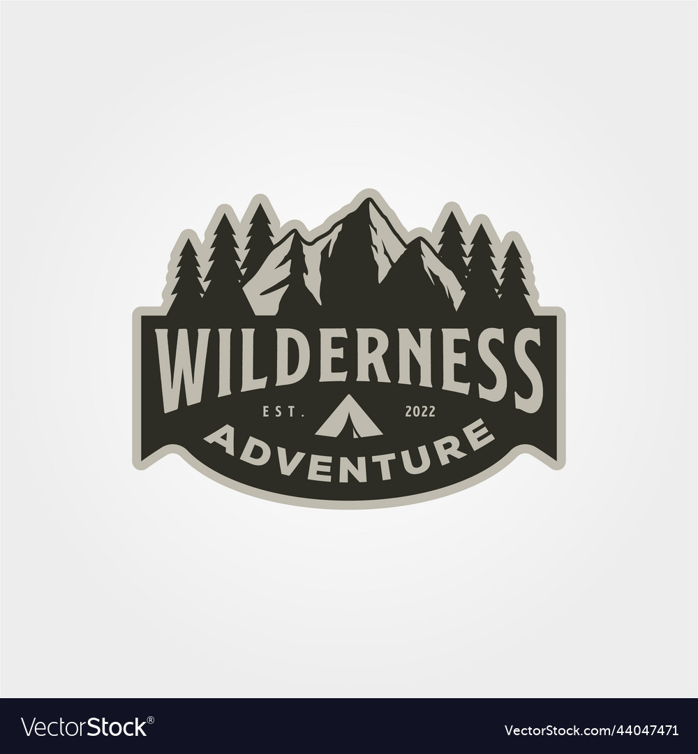 Mountain emblem logo design adventure camp Vector Image