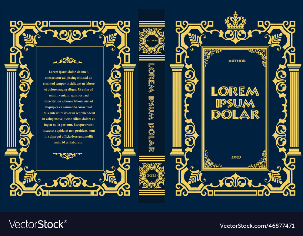 Ornate book cover and old retro ornament frames Vector Image