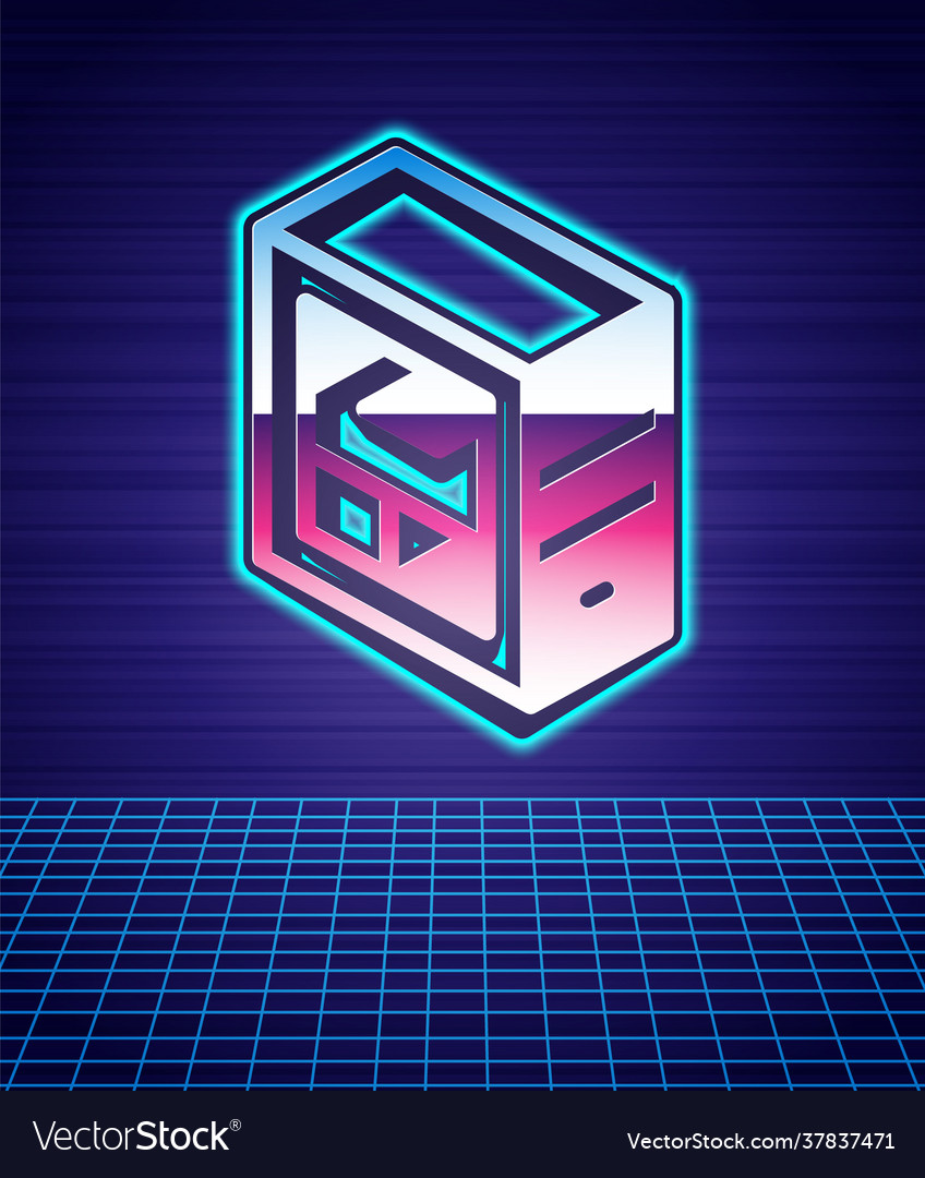 Retro style computer icon isolated futuristic vector image Retro style computer icon isolated futuristic
