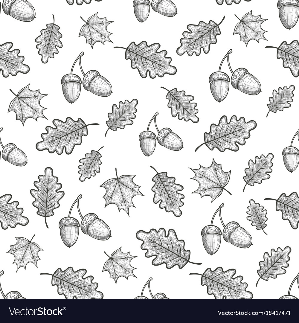 Seamless pattern with acorns