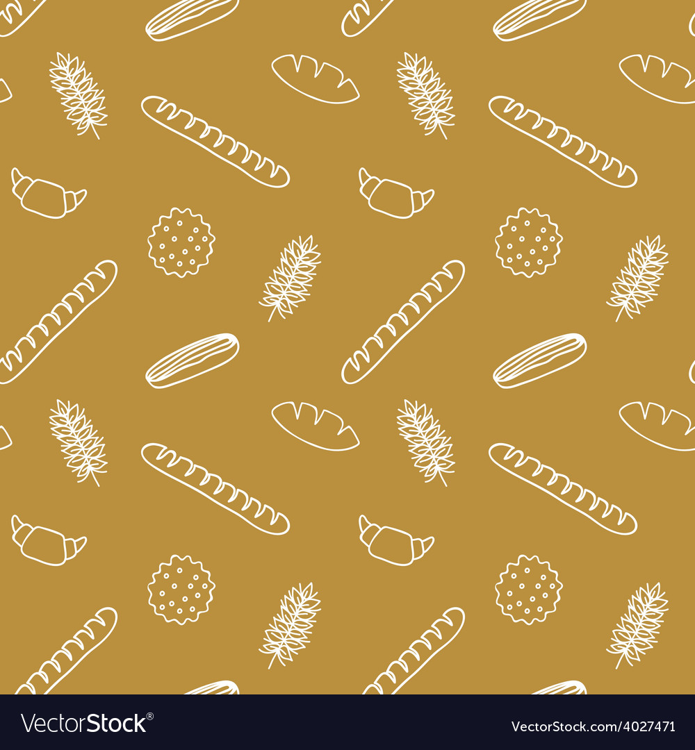 Seamless pattern with bread rolls cookies