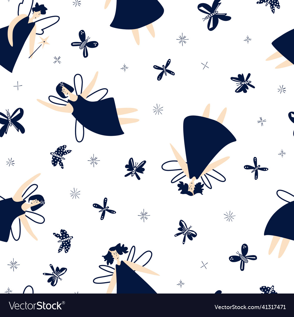 Seamless pattern with fairies vector image Seamless pattern with fairies