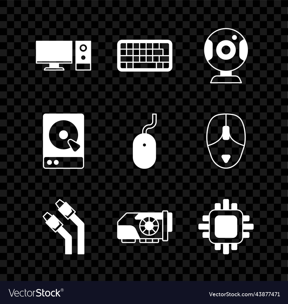 Set computer monitor keyboard web camera lan